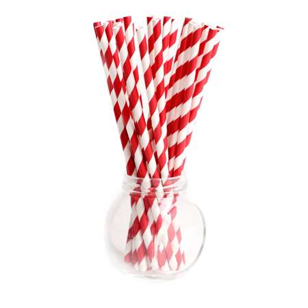 Image de PAILLE EN PAPIER BIODEGRADABLE ROUGE 200MM X 1000