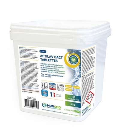 ACTILAV BACT TABLETTES LAVAGE DESINFECT CL SEAU 20X150G