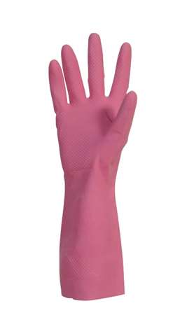 Image de GANT DE MENAGE LATEX ROSE FLOCKE COTON TAILLE M