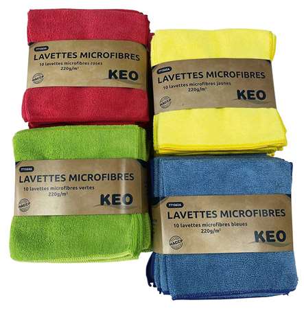 Image de LAVETTE MICROFIBRE KEO 38X38CM BLEUE SACHET DE 10