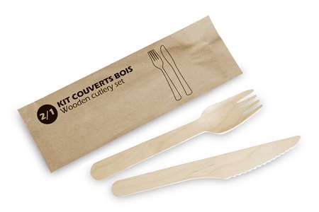 Image de KIT 2/1 BOIS (FOURCHETTE + COUTEAU) (Colis de 500)